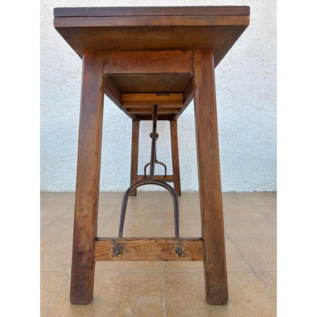 Antique Spanish Bourgeois Walnut Fold Out Table For Sale - Image 13 of 18