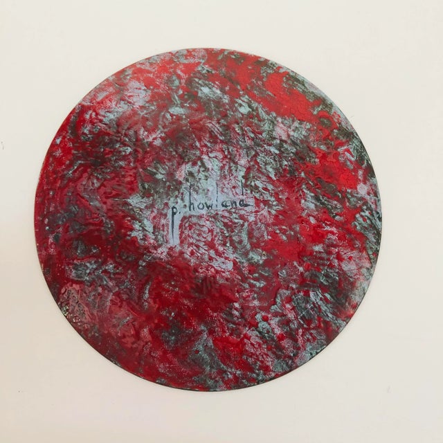 1960s Vintage Midcentury Signed Enamel Mythical Bird Plate For Sale - Image 5 of 6