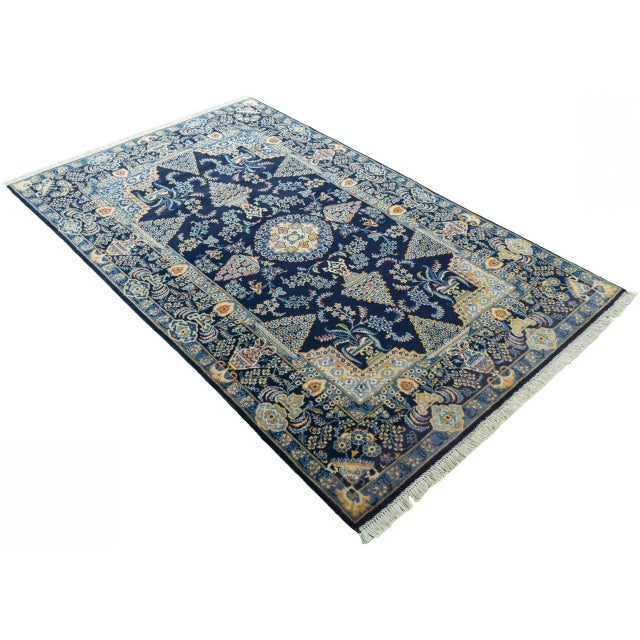 Hand-Knotted Kashan Rug in Cork Wool, 2000s For Sale - Image 3 of 12
