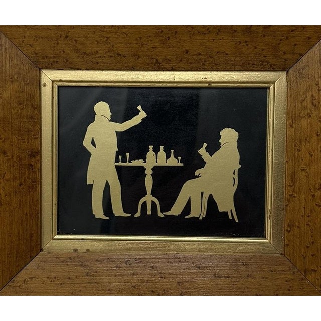 English Antique Pair English Family Silhouettes Birdseye Maple Frames Irish Interest For Sale - Image 3 of 12