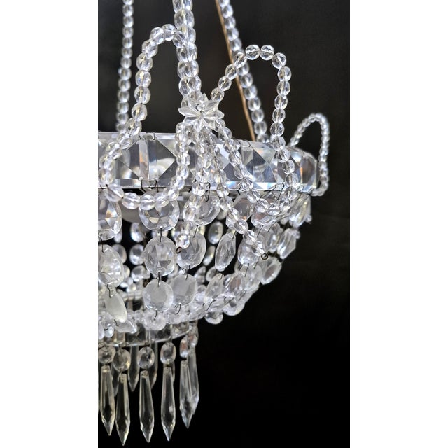 White Crystal Basket Chandelier, 1890s For Sale - Image 8 of 10