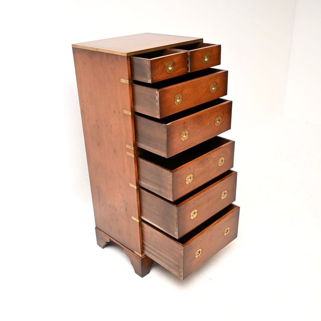 1950s Yew Wood Military Campaign Chest of Drawers, 1950 For Sale - Image 5 of 11