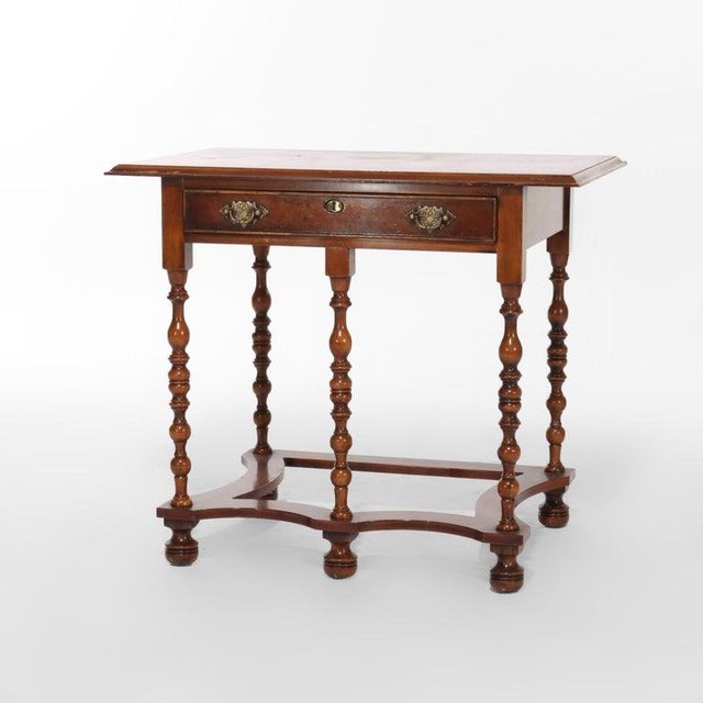 Yorkshire High Point Elizabethan Burl Hall Table 20th C Measures - 28 1/2" x 32 7/8" x 21 1/2" This hall table is crafted...