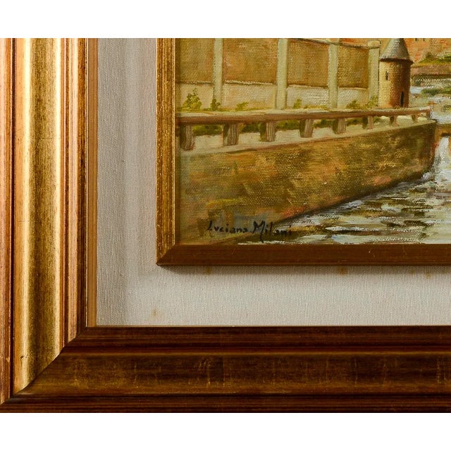 Oil painting of a milanese landscape signed luciano milani, dimensions 55 x 6 x h 49. Category: painting. Style:...