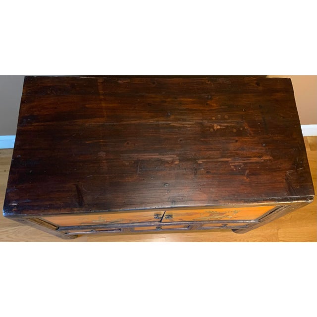 Tribal Antique Painted and Lacquered Chinese Chest For Sale - Image 3 of 12