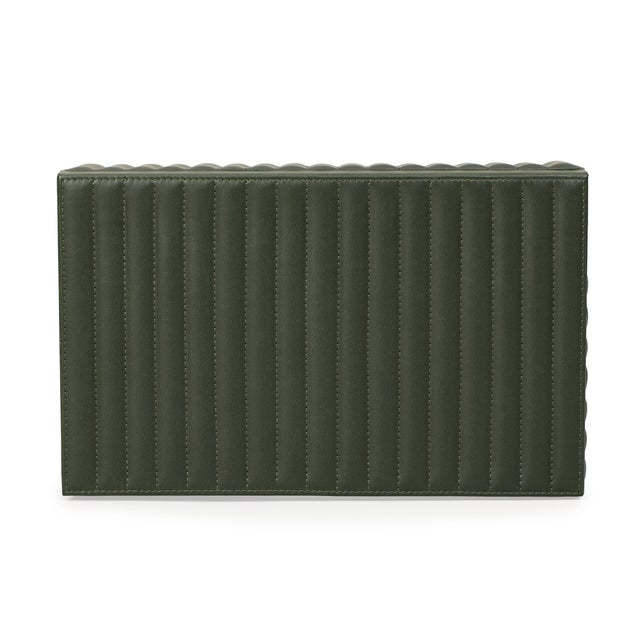 Wood Eton Green Ribbed Vegan Leather Hospitality Grade Storage Box For Sale - Image 7 of 8