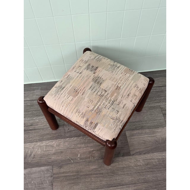 Small Vintage Upholstered Wooden Ottoman, 1970s For Sale - Image 9 of 12