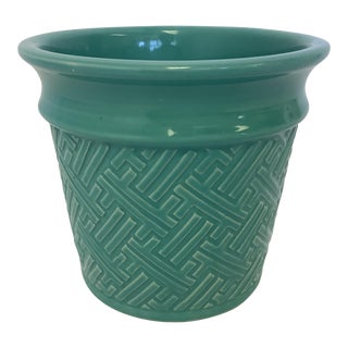 Vintage Asian Chinoiserie Ceramic Turquoise Planter. For Sale