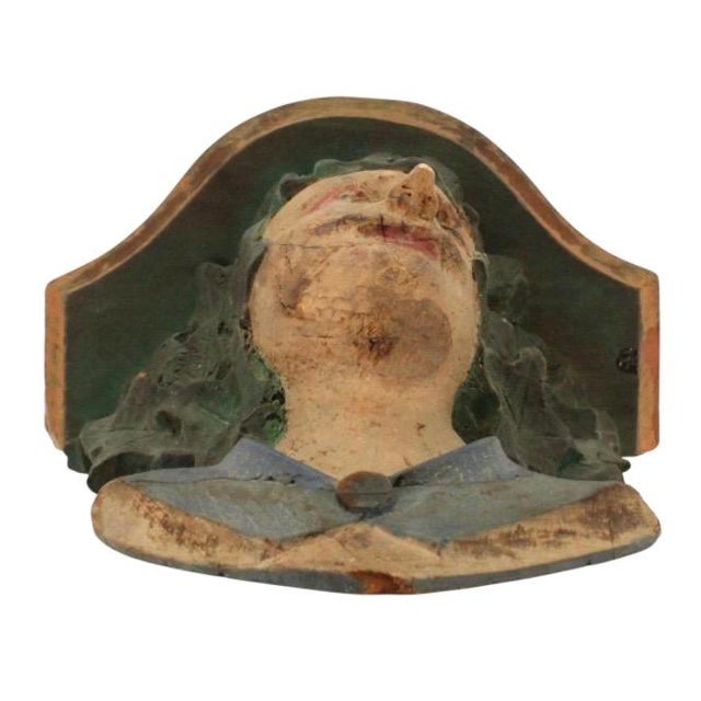 Rustic European European Carved and Painted Wooden Figural Wall Shelf For Sale - Image 3 of 10