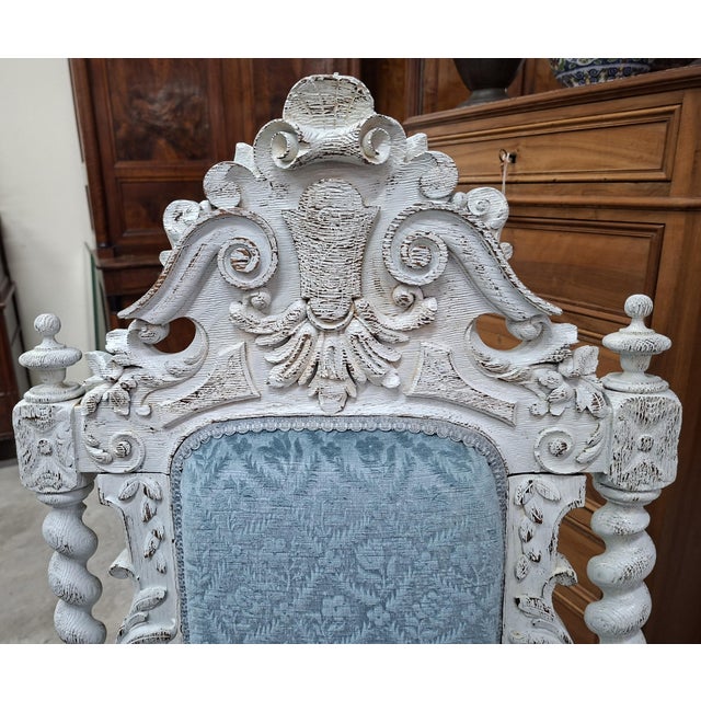 Wood Renaissance Ceremonial Armchairs in Carved Wood Twisted Columns and Lion Heads, Set of 2 For Sale - Image 7 of 11