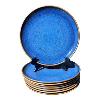 1992 Heath Ceramics True Blue Dinner Plates- Set of 8 For Sale