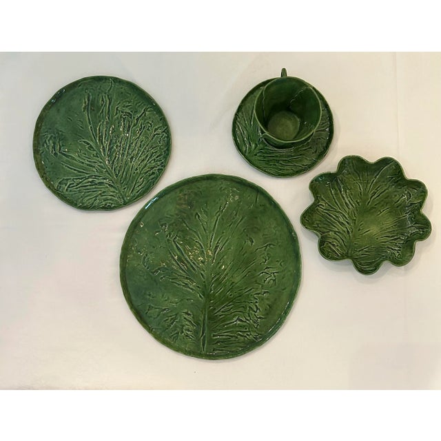 1960’s Pat Young Handmade Original Leafy Green Place Setting- 5 Pieces For Sale - Image 12 of 12