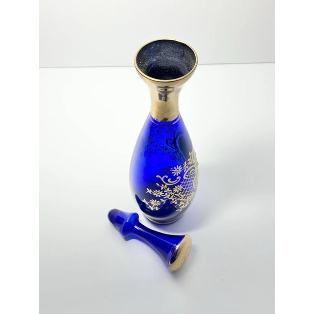 1960s Murano-Style Bohemian Venetian 6-Piece Cobalt Blue Decanter Cordial Set For Sale In Dallas - Image 6 of 12