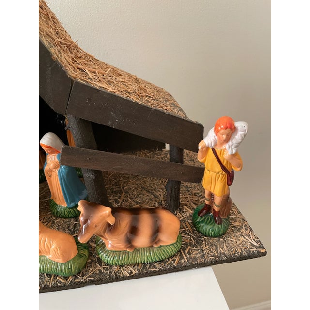 Mid 20th Century Mid Century Modern 1960s a-Frame Christmas Manger Nativity Scene With Hand-Painted Figures For Sale - Image 5 of 10