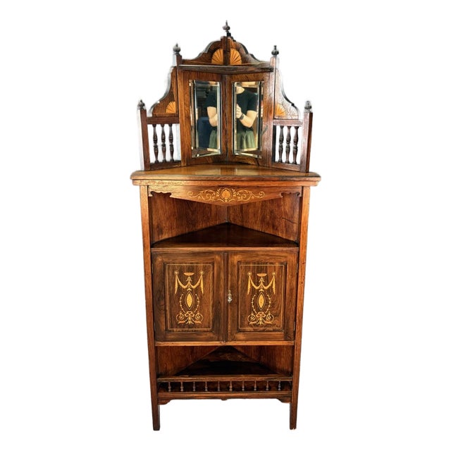 19th Century Inlaid Rosewood Corner Etagere For Sale