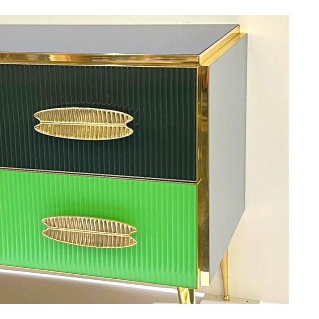 Mid-Century Modern Italian Multi-Color Six-Drawer Chest / Cabinet on Brass Legs For Sale - Image 4 of 10