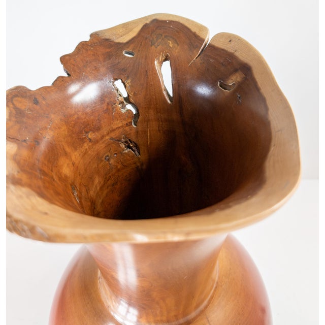 Mid-Century Modern Turned Carved Burlwood Live Edge Vase by Johannes Michelsen For Sale - Image 9 of 11