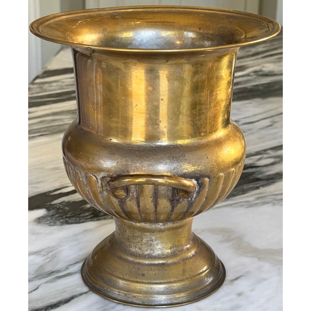 Vintage Neoclassical Brass Finish Urn Shape Vase For Sale In Seattle - Image 6 of 11