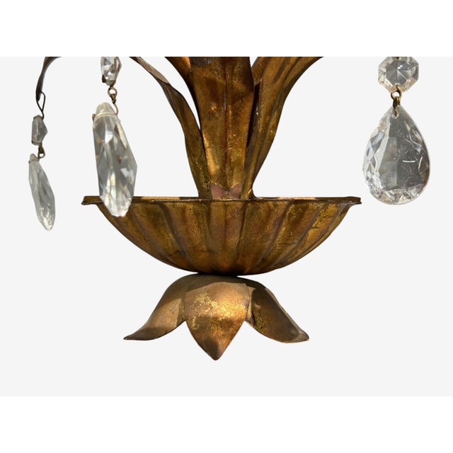 1950sFrench Marie Therese Style, Cherub Wall Sconces, Gilt-Brass, Crystal - a Pair For Sale - Image 11 of 12