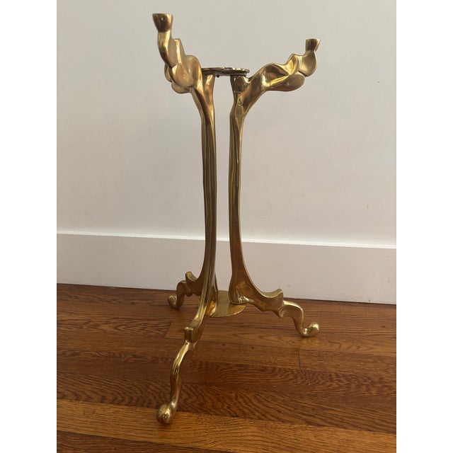 1970s Organic Willy Daro Style 1970s Brass Glass Side Table For Sale - Image 5 of 7