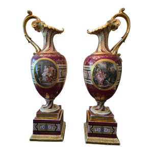 Antique Pair of Royal Vienna Palace Ewers Neoclassical