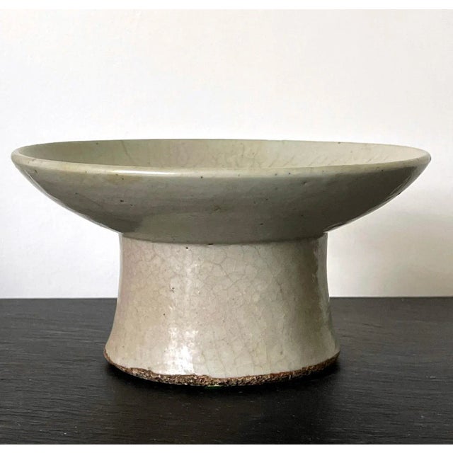 Korean White Ceramic Stem Dish Joseon Dynasty For Sale - Image 10 of 13