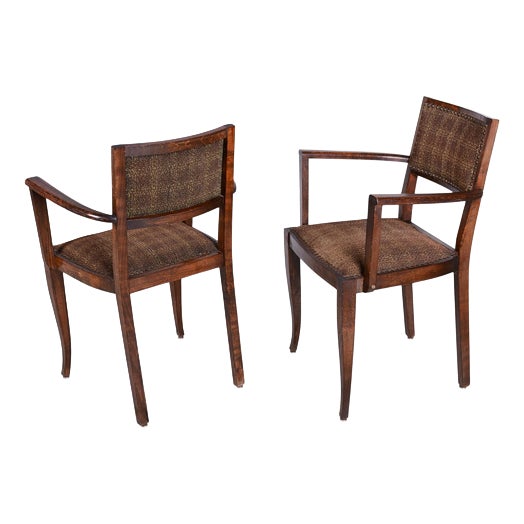 French Art Deco Chairs in Beech by Jules Leleu, 1930s, Set of 2 For Sale