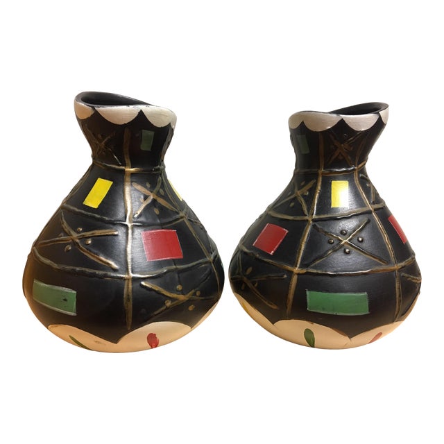 Late 20th Century Abstract Style Brent Leigh Ware Vases - a Pair For Sale