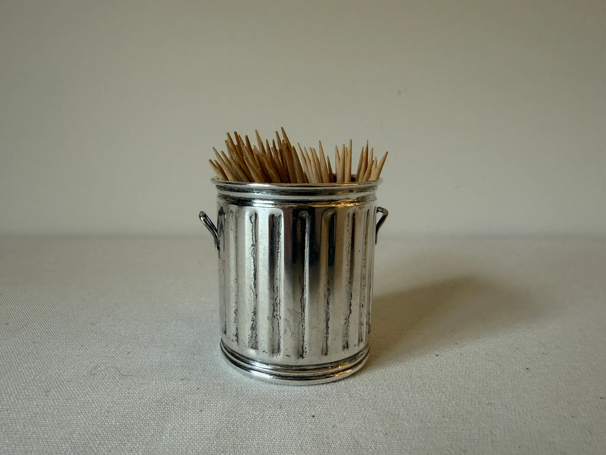 Mid 20th Century Sterling Silver Trash/Garbage Can Toothpick