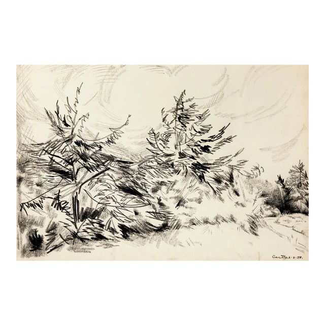 Landscape - Original Mixed Media by T. Gertler - 1970s 1970s For Sale