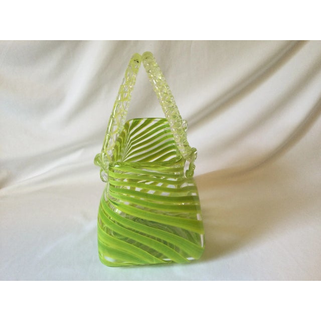 This vintage Murano style art glass vase is shaped like a chic handbag and is the perfect decorative accent, perfect for...