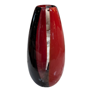1960s Murano Glass Red and Black Art Vase