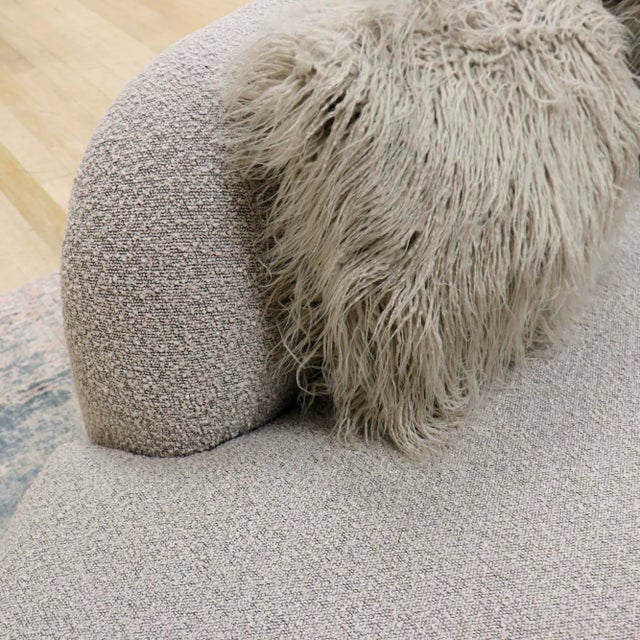 Pasargad Home Simona Textured Fabric Curved Sofa With 3 Pillows For Sale In New York - Image 6 of 12