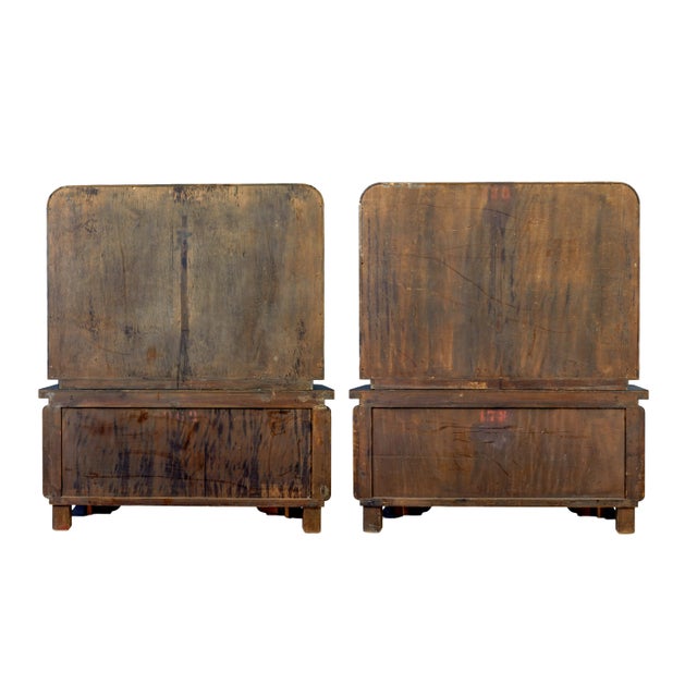 Wood Art Deco Black Lacquered Glazed Cabinets, 1930, Set of 2 For Sale - Image 7 of 13