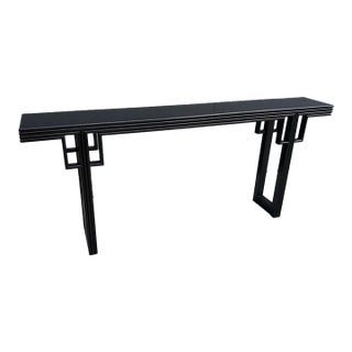 John Black Compendium Modern Asian Style Wood 80" Geometric Console Bench Made For Sale