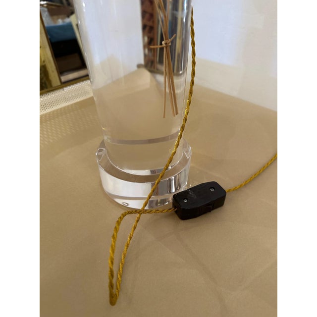 French Floating Wheat Stalk in Acrylic Cylinder Table Lamp For Sale - Image 10 of 11