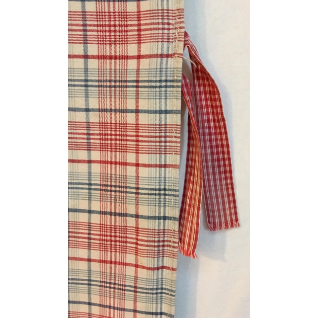 This handmade red and blue plaid linen bolster cover or king size pillowcase was made in southeastern Pennsylvania in the...