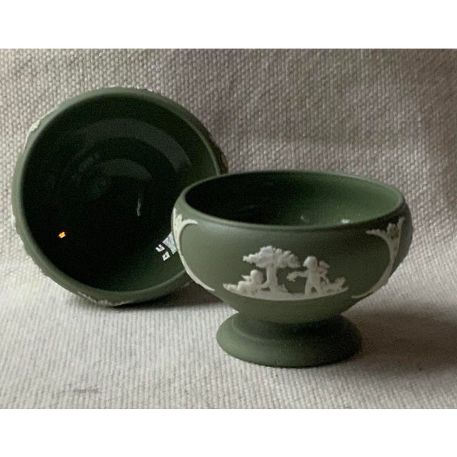 Pair of Wedgwood Sage Green Jasperware Urn-Shaped Salt Cellars, c.1930 For Sale - Image 9 of 12