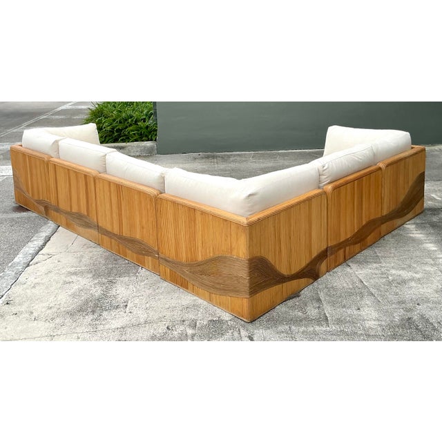 Late 20th Century Vintage Pencil Reed Wave Sectional For Sale - Image 5 of 9