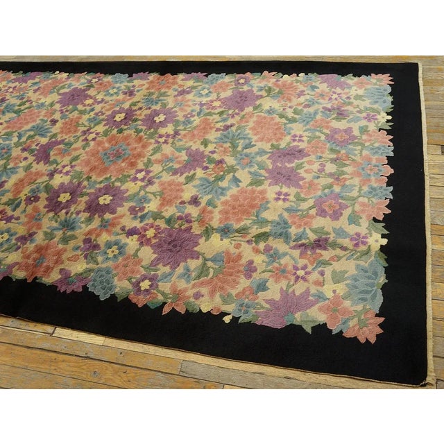 Beige 1920s Ivory Rosette Floral Antique Chinese Art Deco Carpet by Fette-Li 5' X 7' 10" Knotted Wool Rug For Sale - Image 8 of 12
