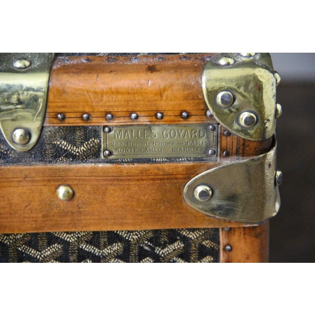 Herringbone Canvas Trunk from Goyard, 1920s For Sale - Image 10 of 18