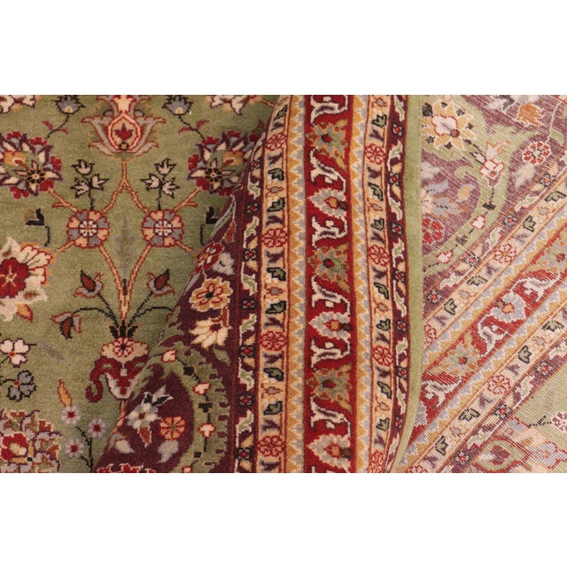 Textile Elegant Floral 1990's Pak-Persian Green/Aubergine Wool Rug - 9'1'' X 11'4'' For Sale - Image 7 of 9