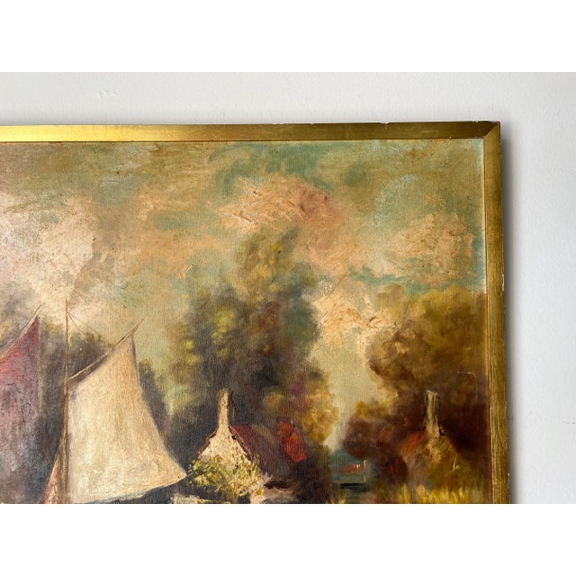 1950's Vincento Country River Impressionist Landscape Oil on Canvas Painting, Framed For Sale In Miami - Image 6 of 12