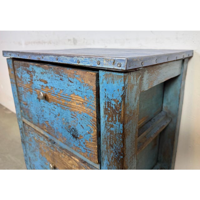 Industrial Blue Wood Chest of Drawers, 1950s For Sale - Image 10 of 18