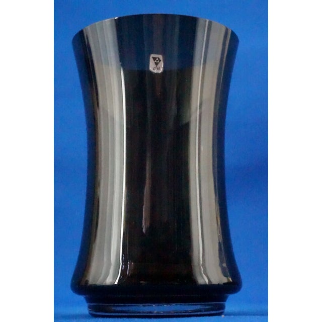 Glass Vintage Vase in Black Smoked Glass from the Gral Crystal Manufactory, Germany, 1950s For Sale - Image 7 of 18