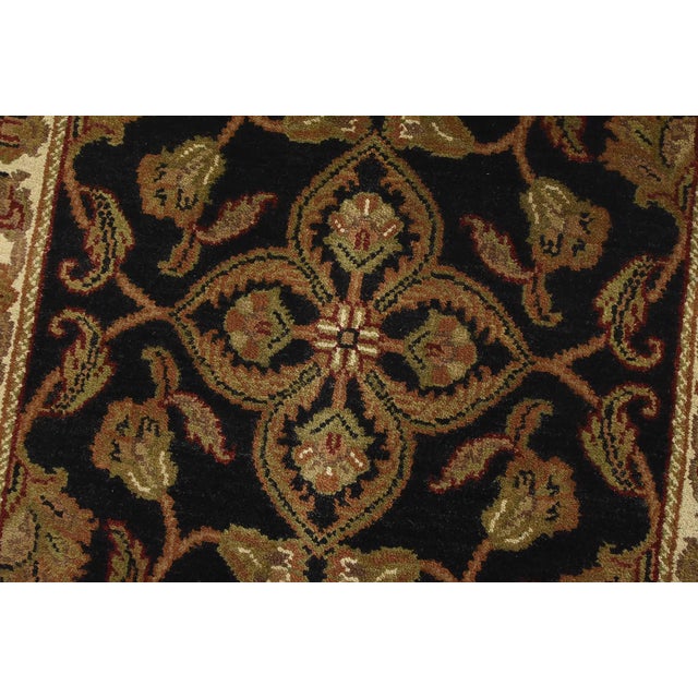 Agra Runner 2’7” X 15’2” Black Wool Traditional Hand-Knotted Oriental Rug For Sale - Image 4 of 12