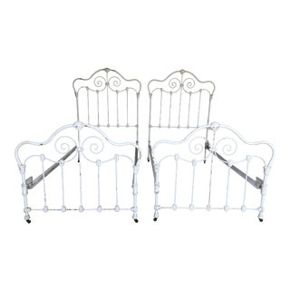 Antique Cast Iron Victorian Style Twin Beds - a Pair For Sale