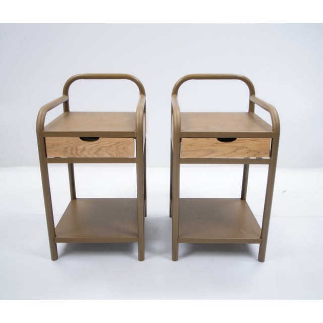 Vintage Bedside Tables in Metal and Wood, 1950s, Set of 2 For Sale - Image 11 of 11