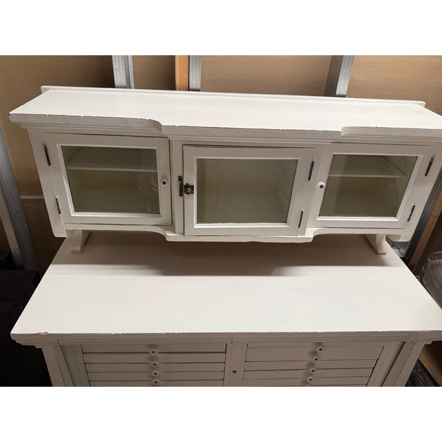 1920s Antique Oak Dental Cabinet With Cream Paint For Sale - Image 9 of 9