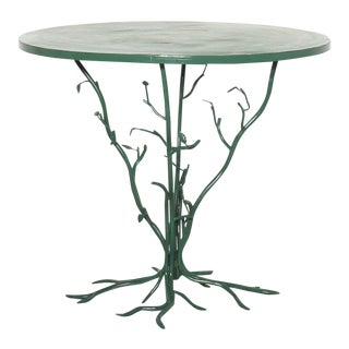 Organic Tree Form Metal Table Hand Painted Green For Sale